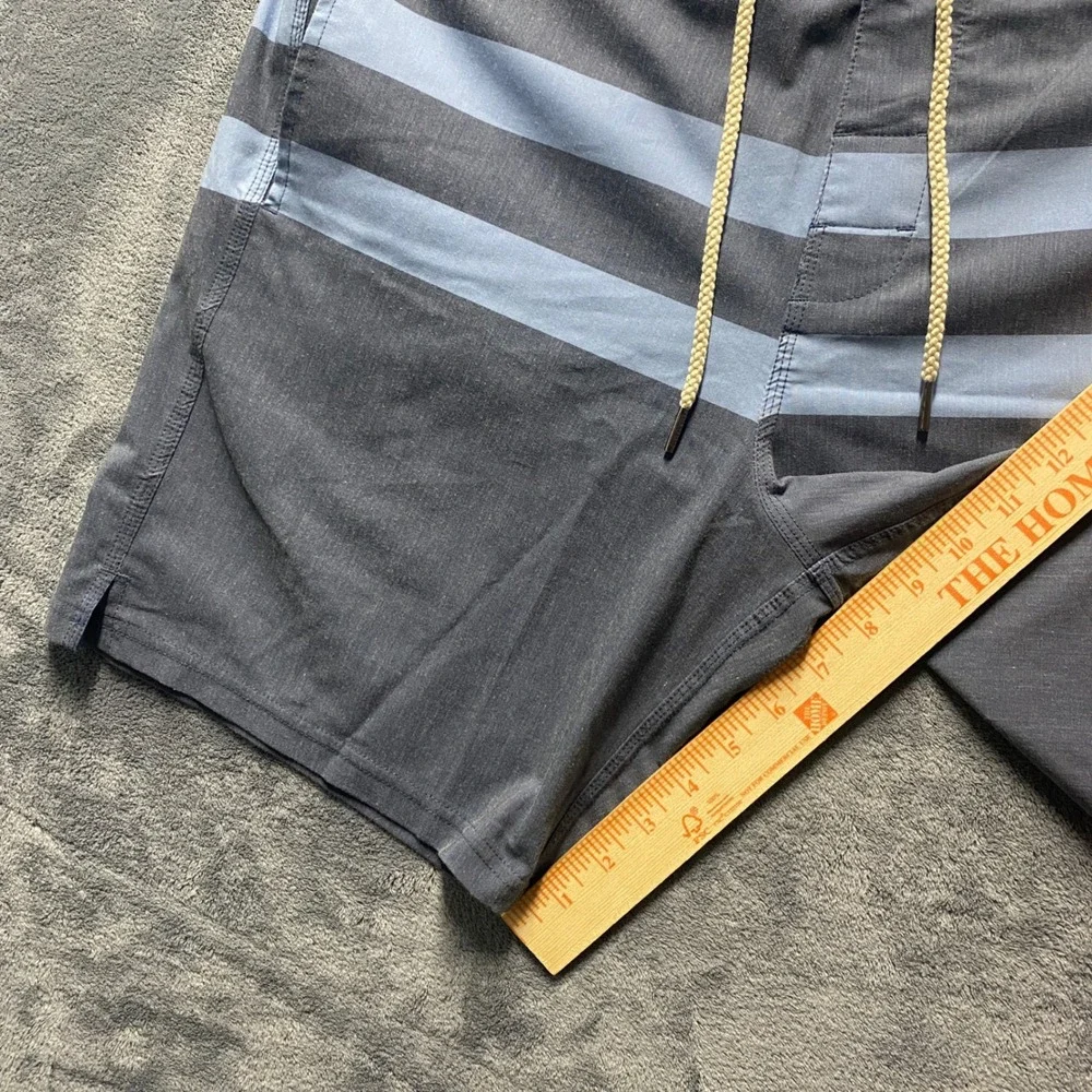 Fair Harbor Board Shorts Mens Size 34 Navy Blue Striped Swim Trunks
